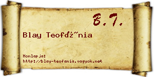 Blay Teofánia névjegykártya